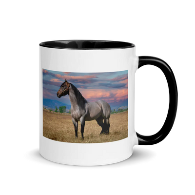Ceramic Mug with Color Inside Horse in Front of Purple Sky Design