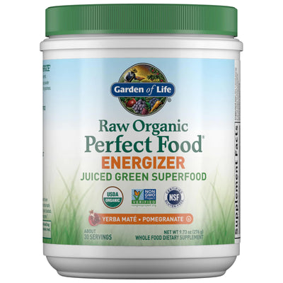 Garden of Life Raw Organic Perfect Food Energizer container on a white background