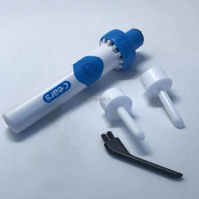 Ear Cleaning tool set with blue and white components on a light gray background