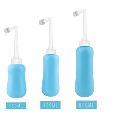 Three blue Portable bidets with different capacities on a white background