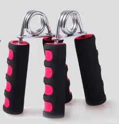 Hand gripper with pink and black handles on a white background