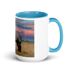 Ceramic Mug with Color Inside Horse in Front of Purple Sky Design