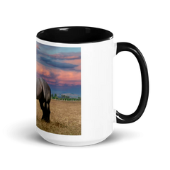 Ceramic Mug with Color Inside Horse in Front of Purple Sky Design