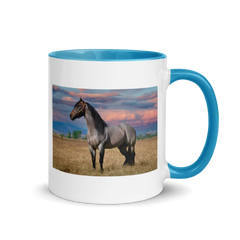 Ceramic Mug with Color Inside Horse in Front of Purple Sky Design